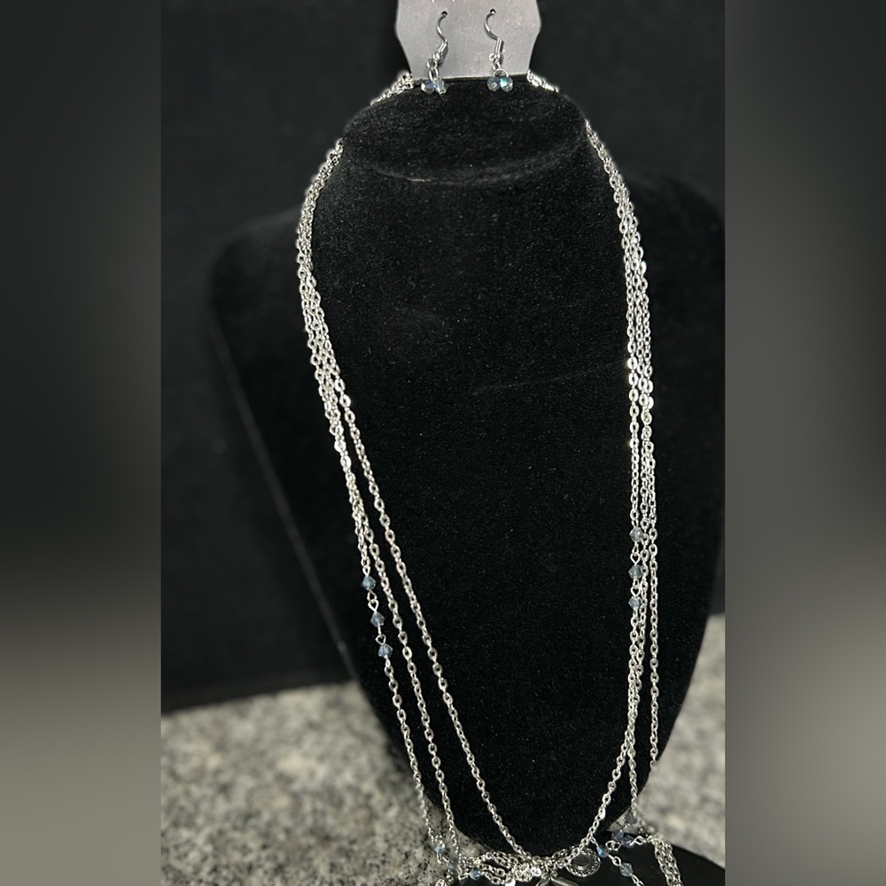 Paparazzi Silver Necklace with Blue Accents